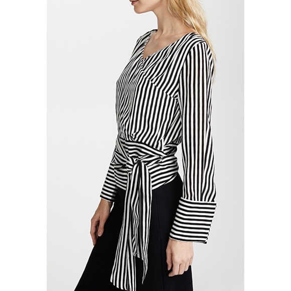 Tops - ALICE & OLIVIA Stripe silk wrap around blouse
